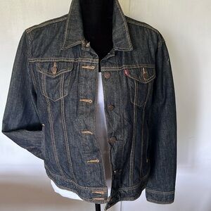 LEVI’S Dark Denim Jean Jacket w/ Print Lining - Size XL
